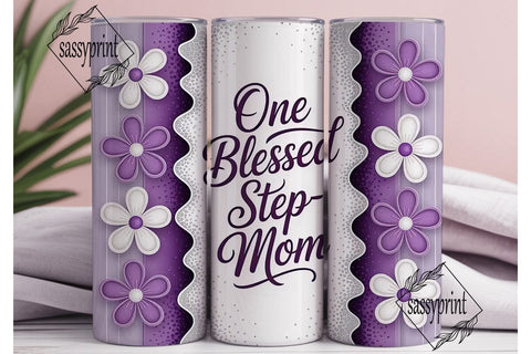 Blessed Step-Mom Purple Floral Tumbler Sublimation sassyprint 
