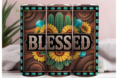 Blessed Western Tumbler Wrap Sublimation PixelChick 