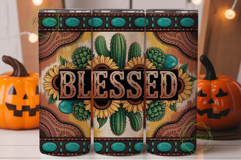 Blessed Western Tumbler Wrap Sublimation PixelChick 