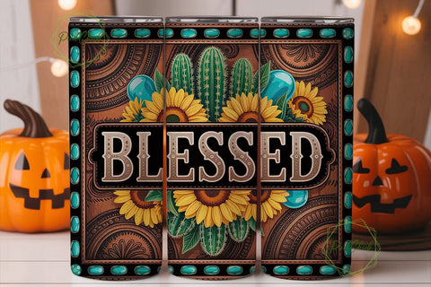 Blessed Western Tumbler Wrap Sublimation PixelChick 