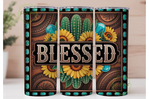 Blessed Western Tumbler Wrap Sublimation PixelChick 
