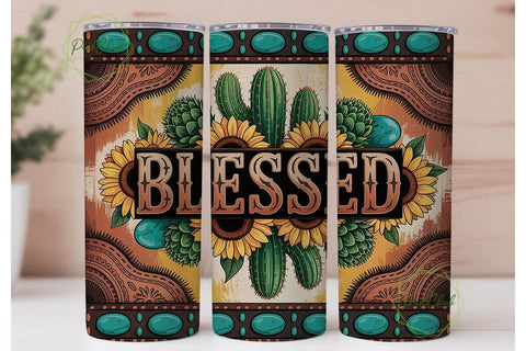 Blessed Western Tumbler Wrap Sublimation PixelChick 