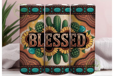 Blessed Western Tumbler Wrap Sublimation PixelChick 