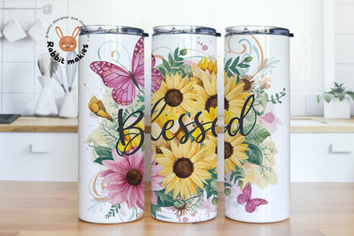 Blessed with flower 20oz skinny tumbler png sublimation design download, Christian png, Blessed tumbler png, sublimate designs download Sublimation Rabbitmakies 