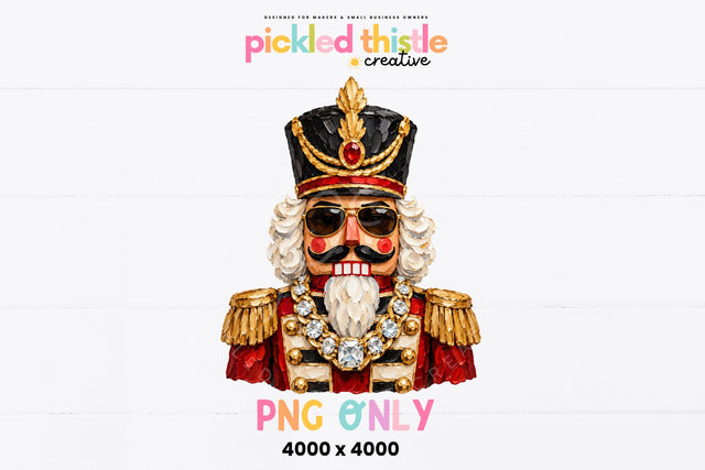 Blinged Out Nutcracker PNG, Jeweled Christmas Nutcracker Sublimation Pickled Thistle Creative 