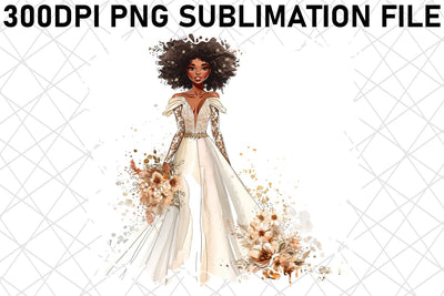 Blissful Beginnings: Watercolor Bride & Groom Set Sublimation afrosvg 