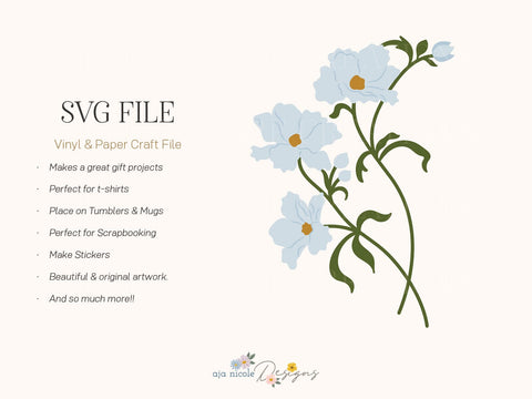 Blissful Blooms Floral Craft File SVG Aja Nicole Designs 