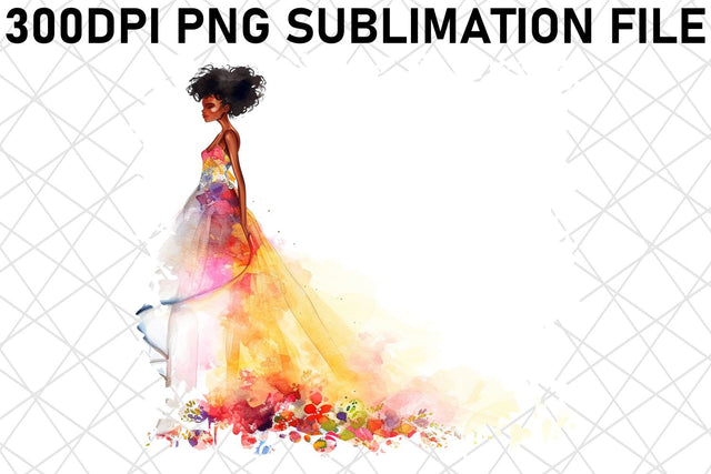 Blissful Bond: Watercolor Bride & Groom Art Sublimation afrosvg 