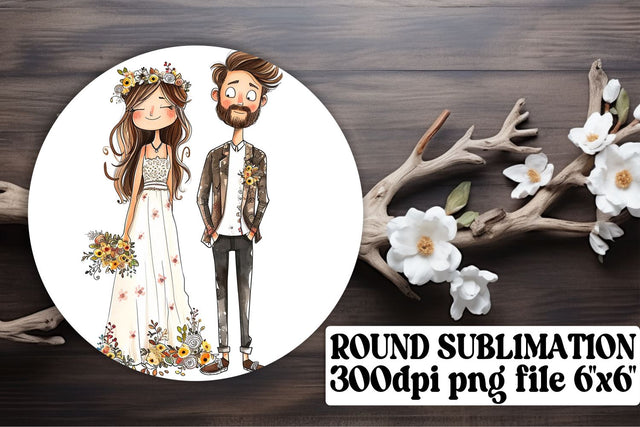 Blissful Bride & Groom Circle Designs Sublimation afrosvg 
