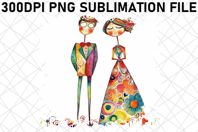 Blissful Vows: Watercolor Marriage Artwork Sublimation afrosvg 