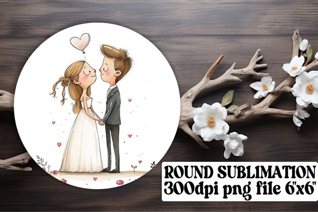 Blissful Watercolor Lovebirds Keychain Duo Sublimation afrosvg 