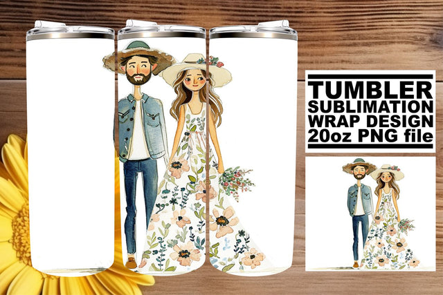 Blissful Watercolor Wedding Tumbler: Everlasting Love 20oz Sublimation afrosvg 