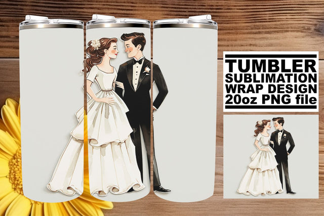 Blissful Watercolor Wedding Tumbler Wrap: Everlasting Bliss 20oz Sublimation afrosvg 