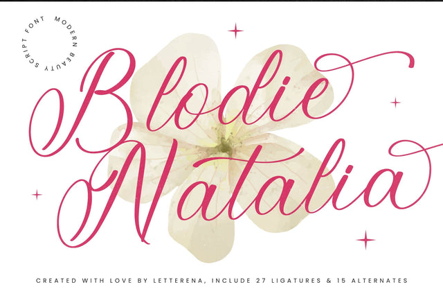 Blodie Natalia - Modern Beauty Script Font Letterena Studios 
