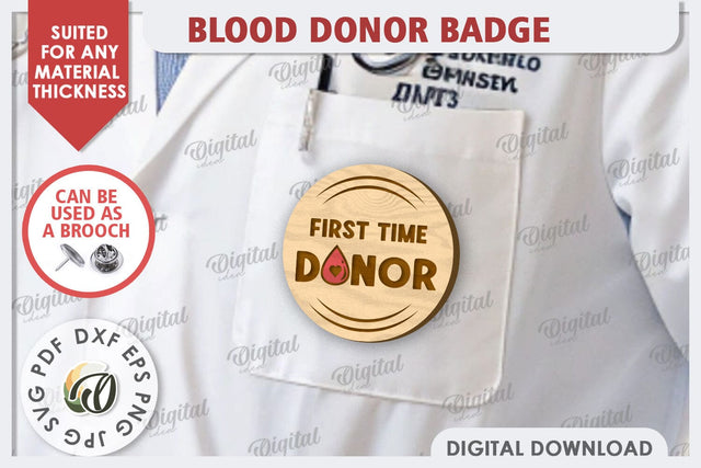 Blood Donor Badge Laser Cut. Blood Donation Badge SVG SVG Evgenyia Guschina 