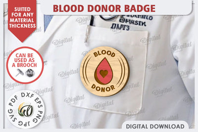 Blood Donor Badge Laser Cut. Blood Donation Badge SVG SVG Evgenyia Guschina 