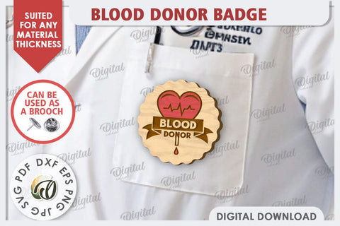 Blood Donor Badge Laser Cut. Blood Donation Badge SVG SVG Evgenyia Guschina 