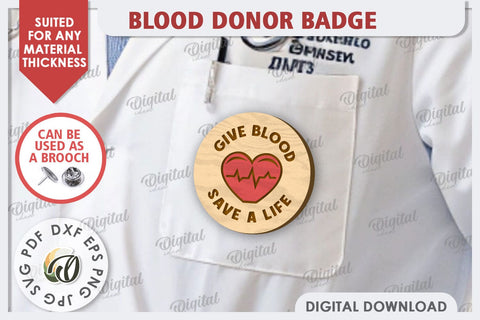 Blood Donor Badge Laser Cut. Blood Donation Badge SVG SVG Evgenyia Guschina 