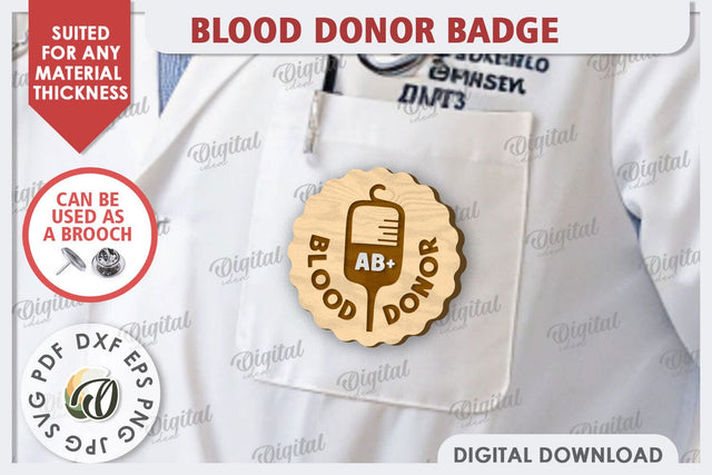 Blood Donor Badge Laser Cut. Blood Donation Badge SVG SVG Evgenyia Guschina 