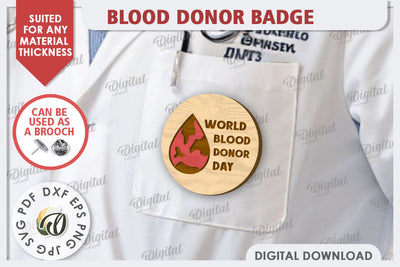 Blood Donor Badge Laser Cut. Blood Donation Badge SVG SVG Evgenyia Guschina 