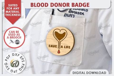 Blood Donor Badge Laser Cut. Blood Donation Badge SVG SVG Evgenyia Guschina 