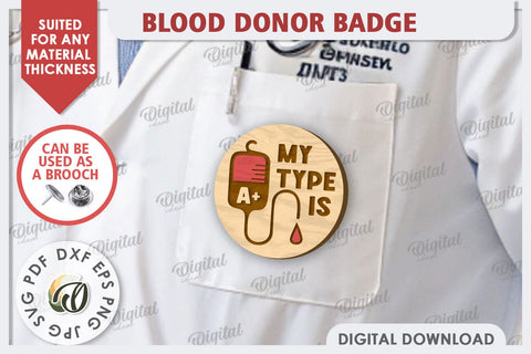 Blood Donor Badge Laser Cut. Blood Donation Badge SVG SVG Evgenyia Guschina 
