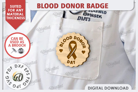 Blood Donor Badge Laser Cut. Blood Donation Badge SVG SVG Evgenyia Guschina 