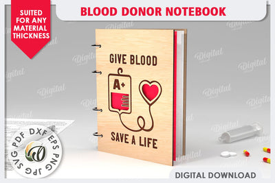 Blood Donor Notebook Laser Cut. 3D Wooden Notebook SVG SVG Evgenyia Guschina 