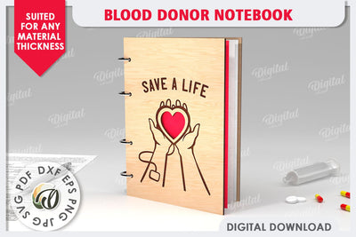 Blood Donor Notebook Laser Cut. 3D Wooden Notebook SVG SVG Evgenyia Guschina 