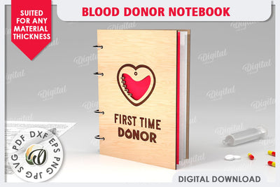 Blood Donor Notebook Laser Cut. 3D Wooden Notebook SVG SVG Evgenyia Guschina 