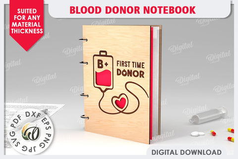 Blood Donor Notebook Laser Cut. 3D Wooden Notebook SVG SVG Evgenyia Guschina 