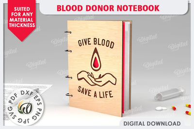 Blood Donor Notebook Laser Cut. 3D Wooden Notebook SVG SVG Evgenyia Guschina 
