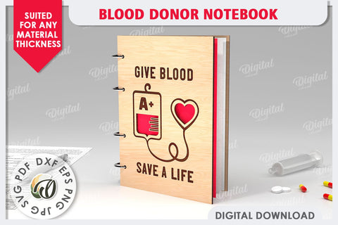 Blood Donor Notebooks Laser Cut Bundle. 3D Notebooks SVG Evgenyia Guschina 