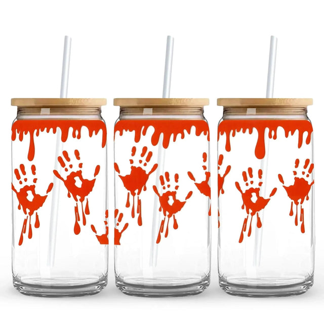 Blood Drip & Hand Prints 9.7 x 4.3 UV DTF Wrap Only (Cup NOT Included) Physical DIY Craft Warehouse 