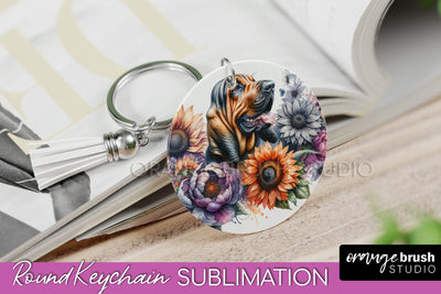 Bloodhound Keychain - Dog mom Floral Keychain Sublimation Design Sublimation OrangeBrushStudio 