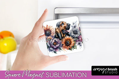 Bloodhound Magnet Sublimation - Dog Mom Floral Magnet PNG Design Sublimation OrangeBrushStudio 
