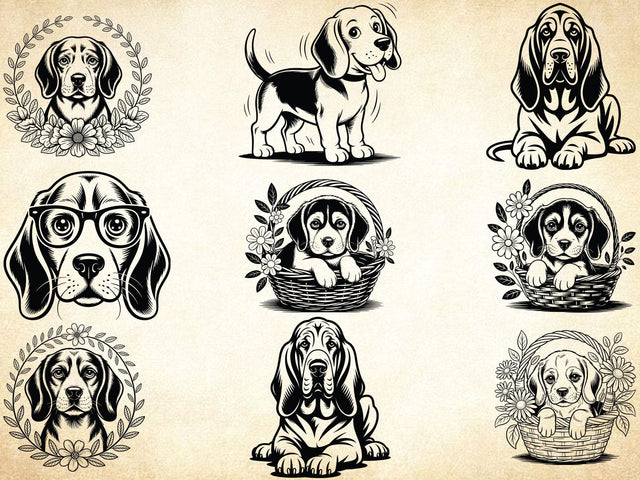 Bloodhound Puppy Svg, Dog Lover Svg, Dog Outline Svg SVG Creativeart88 