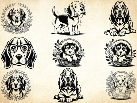 Bloodhound Puppy Svg, Dog Lover Svg, Dog Outline Svg SVG Creativeart88 