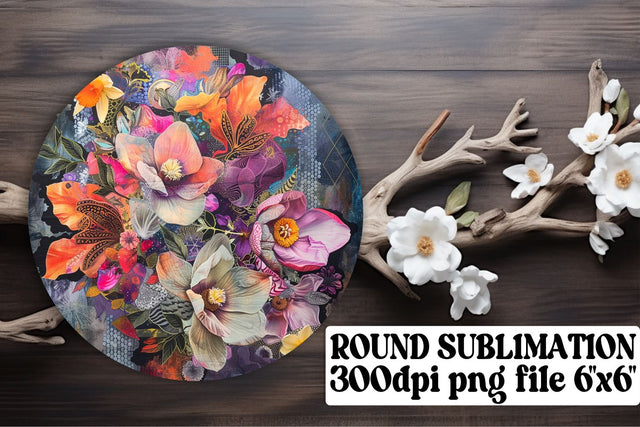 Bloom Beauty Ornaments Car Coaster Design Keychain PNG Sublimation afrosvg 