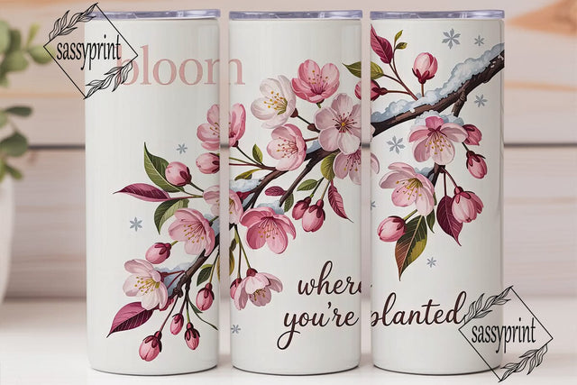 Bloom Cherry Blossom 20oz Tumbler Wrap Sublimation sassyprint 