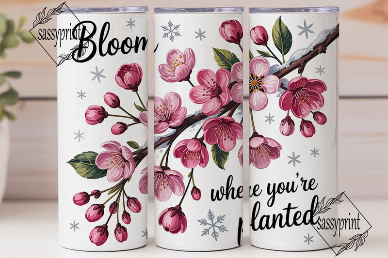 Bloom Cherry Blossom 20oz Tumbler Wrap Sublimation sassyprint 