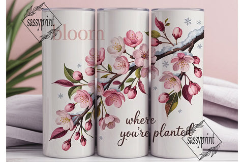 Bloom Cherry Blossom 20oz Tumbler Wrap Sublimation sassyprint 