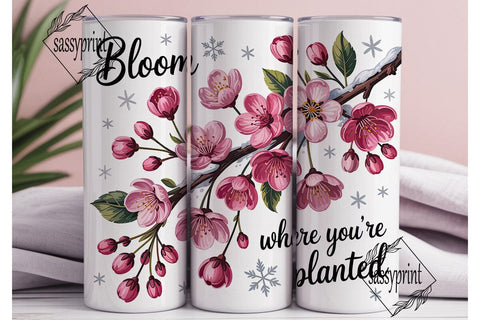 Bloom Cherry Blossom 20oz Tumbler Wrap Sublimation sassyprint 