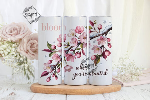 Bloom Cherry Blossom 20oz Tumbler Wrap Sublimation sassyprint 