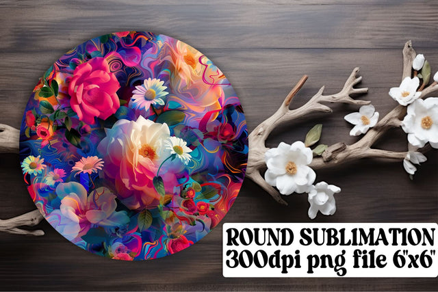 Bloom Delight Ornaments Car Coaster Design Keychain PNG Sublimation afrosvg 