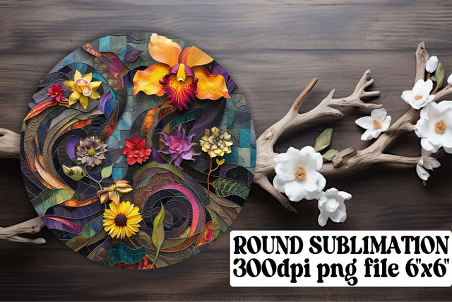 Bloom Ornaments Car Coaster Blossom Keychain PNG Sublimation afrosvg 