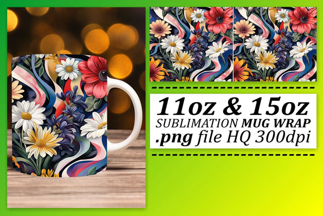 Bloom Pattern Mug Decor Sublimation afrosvg 