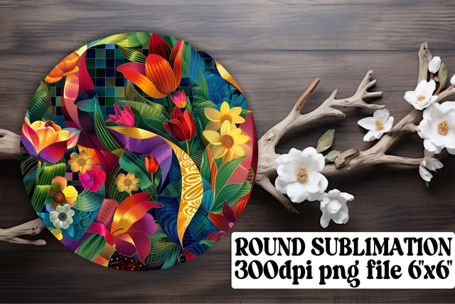 Bloom Pattern Ornaments Car Coaster Decor Keychain PNG Sublimation afrosvg 