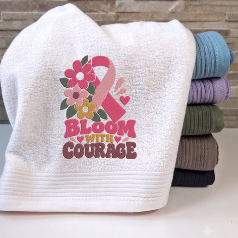 Bloom With Courage Breast Cancer Embroidery Design – Pink Ribbon Floral Awareness Machine Embroidery File Embroidery/Applique DESIGNS PatternFeed8 