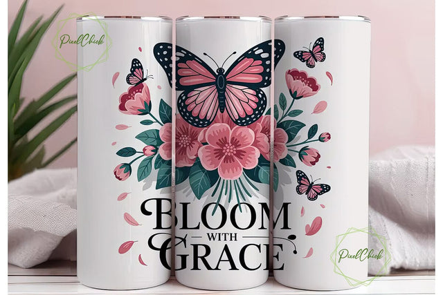 Bloom with Grace 20oz Tumbler Design Sublimation PixelChick 